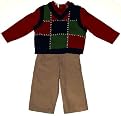 Infant Boys' BT Kids 3pc Sweater Vest Set - Red/Khaki