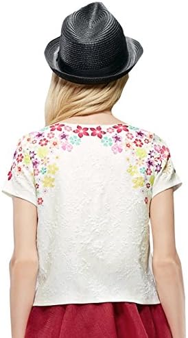 Elf Sack Womens' Summer T-shirt 3D Flowers Print Small Size White