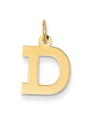 14k Yellow Gold Small Block Intial D Charm Pendant. Metal Wt- 0.37g