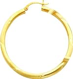 14K Gold Satin & Diamond-Cut Hoop Earrings Jewelry