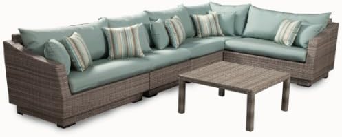 RST Brands 6-Piece Cannes Modular Sectional Sofa Patio Furniture Set, Bliss Blue