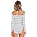 Cheapcotton Women's Black Stripe Shoulderless Leotard (L)