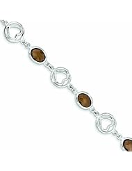 Genuine .925 Sterling Silver Smokey Quartz Bracelet 7.8 Grams . 100% Satisfaction Guaranteed.