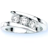 14K White Gold 3 Stone Channel Set Round Diamond Ring (1.00 ctw, G-H, SI)