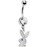 Playboy Crystal - Blue CUBIC ZIRCONIUM Jeweled Rabbit Head CHARM Belly Ring - B0002UPHZG