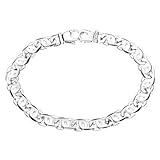 Men's Sterling Silver Handmade Link Bracelet Rhodium Plated 8.25