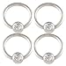 16g 16 gauge (1.2mm), 5/16" Inches (8mm) long - Clear Swarovski Crystal 316L Surgical Stainless Steel eyebrow lip bars ear tragus rings earrings ball closure ring bcr captive bead bar ABQA - Pierced Body Piercing Jewelry- Set of 4 picture