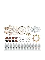Ambiance Live Pegatina Pack of temporary tattoos "Eastern" Negro/Plata/Bronce