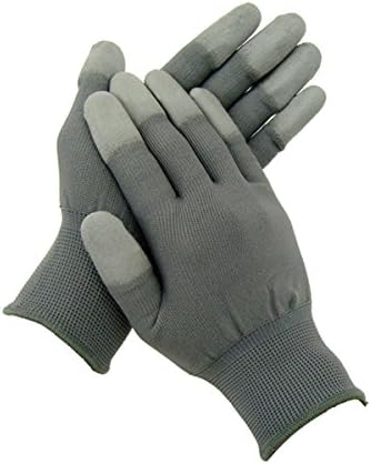 10 pairs Grey Anti-Static Anti-Skid PU Fingertip Coated ESD Electronic Working Fit Gloves (Medium)