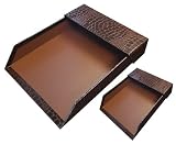 Aurora Products Letter and Note Tray with Roof, 12.375 x 9.625 x 2.3125 Inches, Brown Croc with Tudor Liner (09343-6)