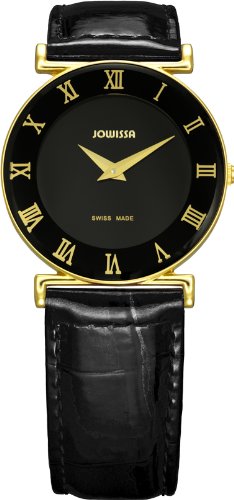 Jowissa Women's J2.039.M Roma 30 mm Gold PVD Black Dial Roman Numeral Leather Watch