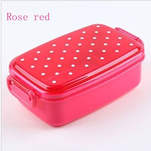 Rose Red Outdoor Polka Dot Single Sub-grid Rice Boxes/new Transparent Bento Lunch Box