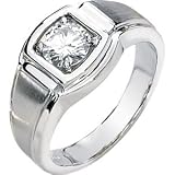 14K White Gold Created Moissanite Men's Ring