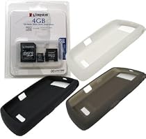 Combo of Black, Smoke Gray, White Silicone Skin Cover Case and Kingston 4GB microSDHC Class 4 Memory Card with miniSD, SD Adapter for Blackberry 9530 9500 Storm Thunder