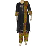 Printed Embroidered Salwar Kameez Cotton Summer Dress Size M