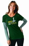 NFL Women's Green Bay Packers Superbowl XLV Layered Triblend Tee (Dark Green/Athletic Grey, XX-Large)