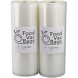FoodVacBags Two 11X50 Rolls of Vacuum Sealer Bags 4 mil Embossed