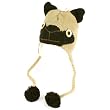 Winter Knit Pug Dog Puppy Animal Trooper Trapper Lined Ski Pom Pom with Tail Hat Cap