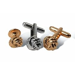 Geoffrey Beene Love Knot Cufflink and Stud set in Gold or Silver