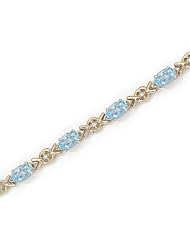 10kt Yellow Gold Oval Aquamarine and Diamond Bracelet