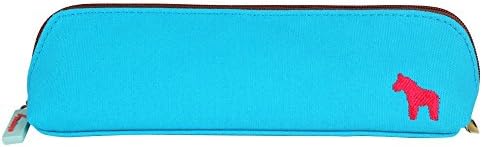 Hodrax Cartoon Horse Pattern Pencil Case Canvas Pencil Pouch Blue