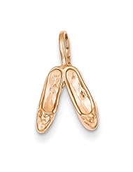 14k Rose Gold Solid Polished 3-Dimensional Ballet Slippers Charm
