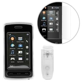 Transparent Clear Crystal Snap-on Cover Case with Clip + Clear Reusable LCD Screen Protector for AT&T LG Vu CU920 Cell Phone