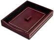 Burgundy Leather 24Kt Gold Tooled Letter Tray w/Lid
