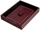 Burgundy Leather 24Kt Gold Tooled Letter Tray w/Lid