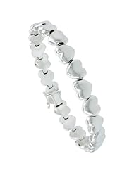 sterling Silver stampato Chain 16 in. Heart Link Necklace (Also Available in 18"), 3/8 in. (10mm) wide
