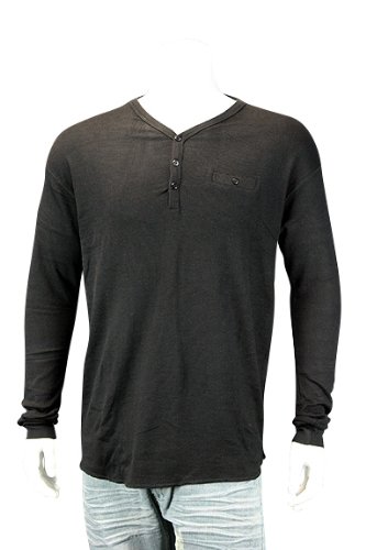 V-Neck Henley Thermal Black. Size: MD