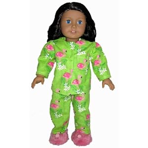 Pink Flamingo Flannel Pajama Bottoms, Matching Long-Sleeved Top with Pocket and Hot Pink... by