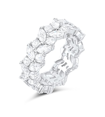 Sterling Silver Simulated Diamond Marquise and Round Ruffled Eternity Ring (8)