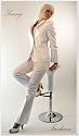 Edler Nadelstreifen Hosenanzug Creme Beige (054)