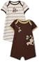Little Me Monkey Time Romper, Brown, 12 Months, 2 Pack