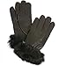 Alpine Swiss Women's Leather Dressy Gloves Rabbit Fur Trim Cuff Thermal Lining
