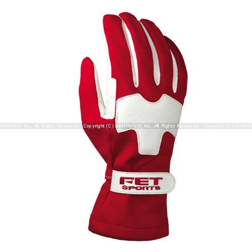FETsports/エフイーティースポーツ 3D ライトウエイトグラブ レーシンググローブ レッド×ホワイト Lサイズ