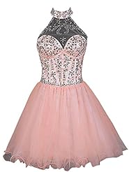 Chiffon/Organza Halter Cocktail Bridesmaid Dress/Prom Dress 