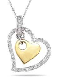 0.22 Ct Diamond Two Tone Heart Pendant in 18K Gold