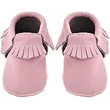Sayoyo Baby Pink Tassels Soft Sole Leather Infant Toddler Prewalker Shoes