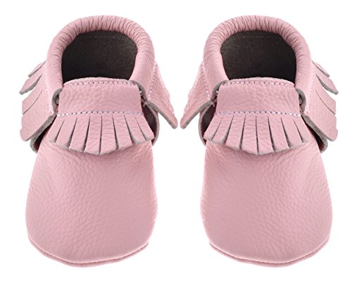 Sayoyo Baby Pink Tassels Soft Sole Leather Infant Toddler Prewalker Shoes