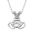 Rhodium Plated Sterling Silver White Topaz and Diamond Accent Bunny 18
