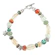 Turquoise, Citrine, Prehinite, and Czech Glass Beaded Gemstone Toggle Bracelet with Sterling Accent Beads, 7 3/4" long, #8133
