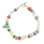 Turquoise, Citrine, Prehinite, and Czech Glass Beaded Gemstone Toggle Bracelet with Sterling Accent Beads, 7 3/4" long, #8133