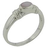 Size 8 Pink Oval Moonstone Gift Ring Sterling Silver Jewelry Fashion