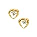14K Yellow Gold Cubic Zirconia Children's Heart Earrings