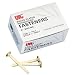Officemate Round Head Fasteners, 2 Inch Shank, Brass Plated, Box of 100 (99817)