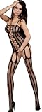 ALMAS. Livco Corsetti Stripe Fishnet & Fencenet Bodystocking Cami Set Black or White Size UK 8-18