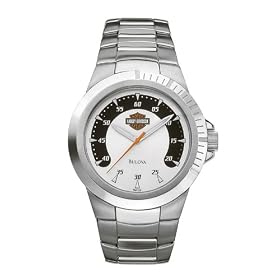 Harley-Davidson Men's Bulova Watch, Speedometer Silver Patterned Dial, Stainless Steel. 76A123