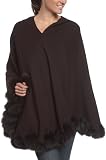 Dale Dressin Women's Ruana Fur Trim Wrap